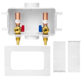 Seelink Washing Machine Outlet Box, Center Drain, 1/2 Inch Pex Crimp Inlet x 3/4 Inch MHT Outlet Connection, Laundry Washer Valve Outlet Box, with Copper Water Hammer Arrestor