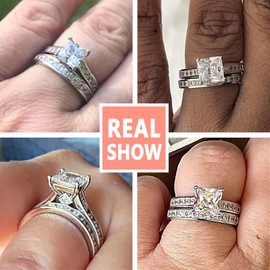 SHELOVES Bridal Wedding Rings Set for Women 925 Sterling Silver Engagement Ring Sets Princess Cz Sz T 1/2