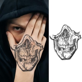 Skull Semi Permanent Temporary Tattoos for Halloween Hand
