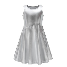 Shekavarld Metallic Dress for Big Girls Silver Sparkly Shiny Summer Party Dress Outfits, 12 13 Years