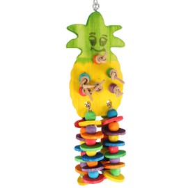 1733 Medium Pineapple Bonka Bird Toys Colorful Chew Wood Hanging Pulling Parrot Parrotlet Cockatoo African Grey Macaw