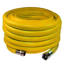 Coilhose Pneumatics YBW5850Y Belly Industrial Wash Down Hose, 5/8" x 50', 3/4" GHT Fittings, Yellow, Hybrid PVC with Plated Brass Fittings