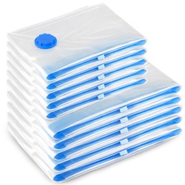 Retoo Pack of 10 Vacuum Bags in 2 Sizes - Reusable Storage Bags (50 x 60 & 70 x 100 cm), with Airtight Valve, Ideal for Clothes, Bedding, Pillows & Travel - Space Saving & Waterproof