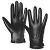Harssidanzar Men's Leather Gloves Touchscreen With Cashmere Lined SM052UK,Black,Size S
