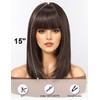 HAIRCUBE Staright Wig with Bangs Synthetic Mid-length Layered Wigs for