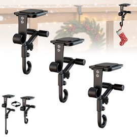 Mantle Hanger Hook for Garland, Heavy Duty Fireplace Xmas Christmas Stocking Hangers Pole, 2 in 1 Adjustable Stockings Holder Suitable for Shelf Table Edge (3* Black)