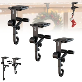 Mantle Hanger Hook for Garland, Heavy Duty Fireplace Xmas Christmas Stocking Hangers Pole, 2 in 1 Adjustable Stockings Holder Suitable for Shelf Table Edge (3* Black)