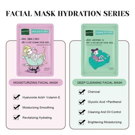 6Pcs Sheet Masks，Hydrating Face Mask Set for Teenage Girls，Face Mask Skincare，Moisturising and Firming Nourishing Face Masks - Soothing Sheet Face Mask