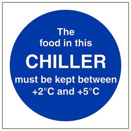 V Safety The food in this cooler Magnetic Safety Sign 100mm x 100mm