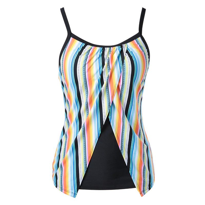 Fashionable Women Surf Clothing Rainbow Striped Sling Single Piece Set