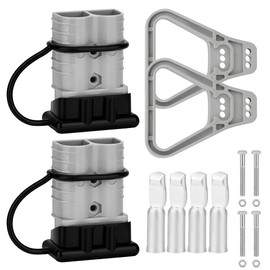 Uddick 350 Amp Battery Quick Disconnect Connecteur, 2/0 AWG 600V Battery Power Connector Plug, for Recovery Winch Auto Car Trailer Boat (Grey 2PCS with 2Handle)