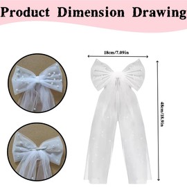 Bachelorette Veil, Pearl White Bow Bachelorette Veil, Large Hair Bow Bachelorette Party Decorations for Bridesmaid Gift