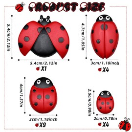 Gerrii 18 Pequeñas Piedras de Decoración de Jardín de Mariquitas de Resina Decoraciones Navideñas de Mariquitas Regalos para Mamá de Mariquita 4 Tamaños Aire Libre Decoraciones de Jardín de Mariquita