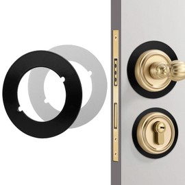 2Pcs Door Knob Plates Upgraded Stainless Steel Scar Plates Round Door Knob Reinforcement Plate for Deadbolt Prevent Door Locks from Loosening (Matte Black, Round)