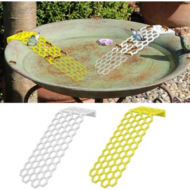 Jiyikua 2Packs Floating Bee Ladder for Bee Cups Garden Bird Baths, 3D Colorful Bee Insect Butterfly Waterer Station, Bee Cups Water Catcher for Thirsty Pollinators (Yellow+White)