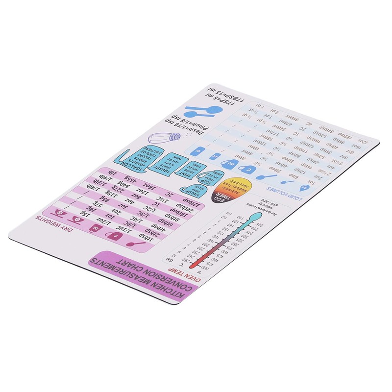 Kitchen Conversion Chart Magnet, Measurement Cheat Sheet with Oven Temperature