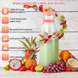 Bestcool - Botella batidora portátil, recargable por USB, mini batidora de jugo de frutas multifuncional, batidora de jugo fresco con mango para...   