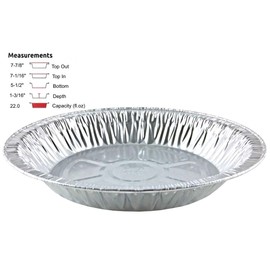 Handi-Foil 8" Extra-Deep Aluminum Foil Pie Pan -Disposable Tin Plates (Pack of 25)