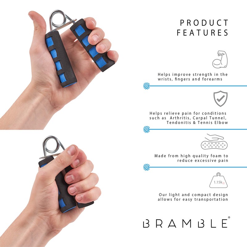 Bramble - 5 Foam Handle Hand Exerciser Grip Strengtheners -