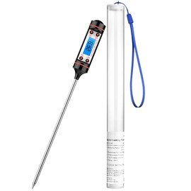 CGZZ Küchenthermometer mit Sonde, Kochthermometer, LCD-Display mit blauer Hintergrundbeleuchtung, Digitales Kochthermometer aus Edelstahl, Thermometer