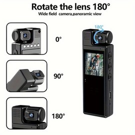HD Wearable Video Recorder With 180° Rotatable Lens, Night Vision, Loop Recording And Clip Design - USB Charging Camcorder (not Included In TF Card) For Travel, Sports, Daily Use, Portable Camera - Color: Sports Camera 2