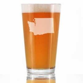 Washington State Outline Pint Glass for Beer - State Themed Drinking Decor and Gifts for Washingtonian Women & Men - 16 Oz Glasses