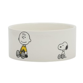 Peanuts Snoopy & Charlie Brown 6" Stoneware Dog Food Bowl – for Small to Medium Dogs – Cute Cartoon Pet Dish, Durable & Easy to Clean – Puppy Feeding