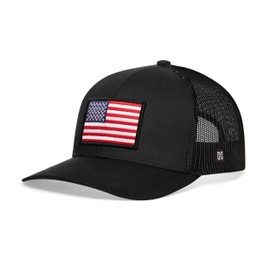 HAKA American Flag Hat, USA Trucker Hat for Men & Women, Adjustable Baseball Cap, Mesh Snapback, Durable Outdoor Black Hat