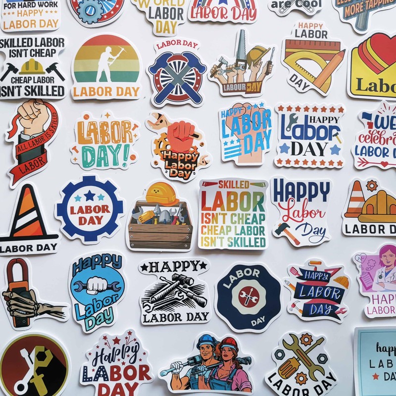 Generic 50Pcs Funny Labor Day Sticker Labor Union Decals Cute