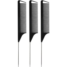 Vaguelly Pinzas para seccionar el cabello Peines para cortar el pelo de plástico y acero inoxidable, 1 juego, diseño simple, para estilismo profesional