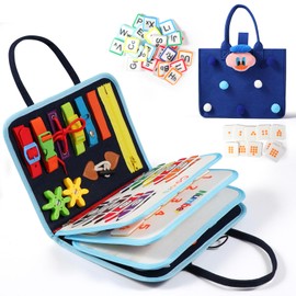 Oderra Activity Dinosaur Children, Busy Board, Montessori from 3 4 5 Years, Girls Boy, Basic Life Learning Motor Skills Board, Baby Sensory Toy