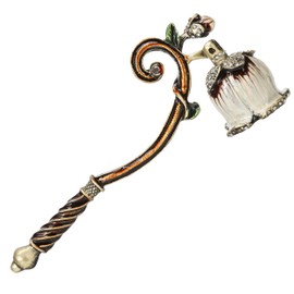 Candle Snuffer Vintage Flower Stopper – Elegant Metal Candle Extinguisher Tool with Long Handle, Decorative White Design for Safely Put Out Flame, Prevents Smoke, Spiritual Gift for Candle Lovers