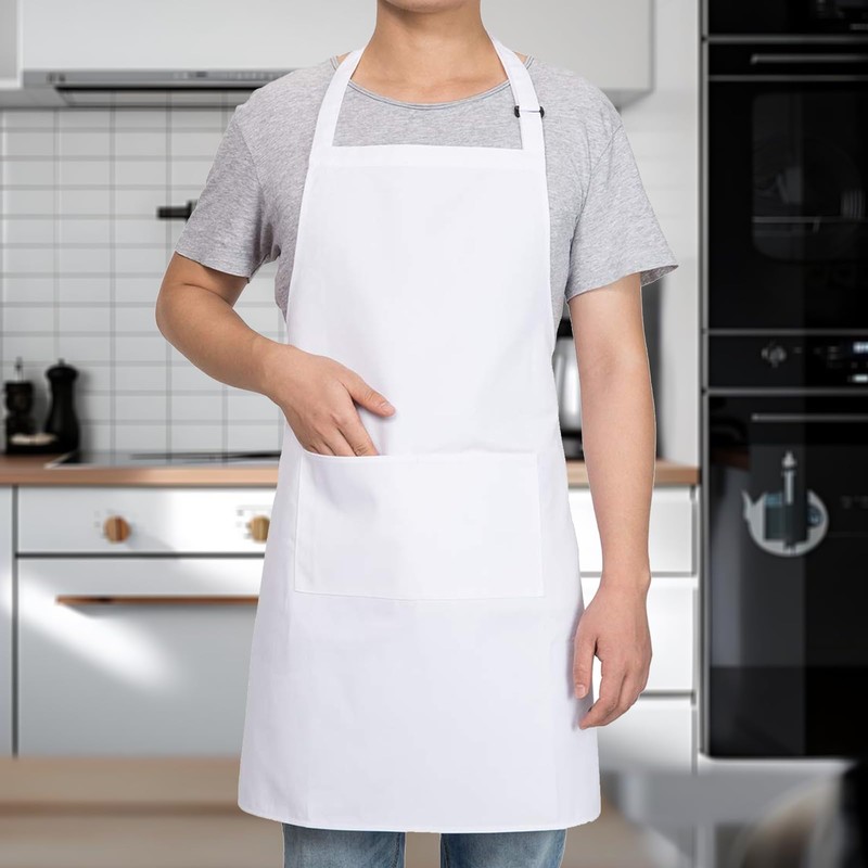 Chef Apron Hat Set Cotton Kitchen Apron with 2 Pockets