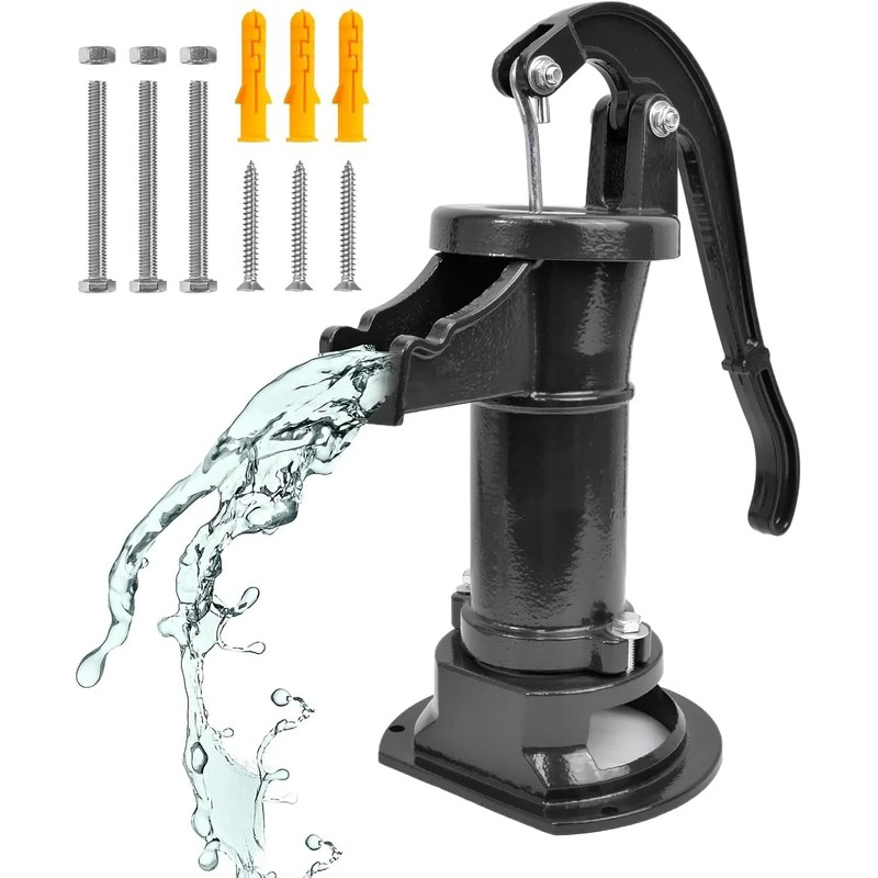 INREPRO Hand Well Pump, Antique Cast Iron Manual Pitcher Pump,