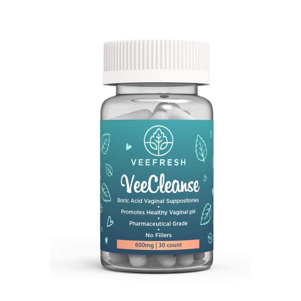 VeeFresh - VeeCleanse Boric Acid Vaginal Suppositories - Vaginal pH Balance Suppositories - Vaginal Odor Control - Feel Fresh, Feminine and Confident