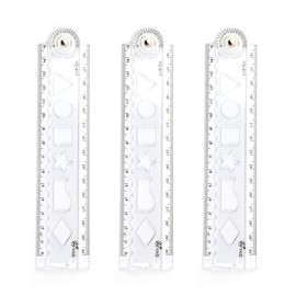 Luckious 3 Pieces Folding Rulers - 12 Inch Transparent Shatterproof Plastic Rulers, Flexible and Dual-Sided Geometric Rulers