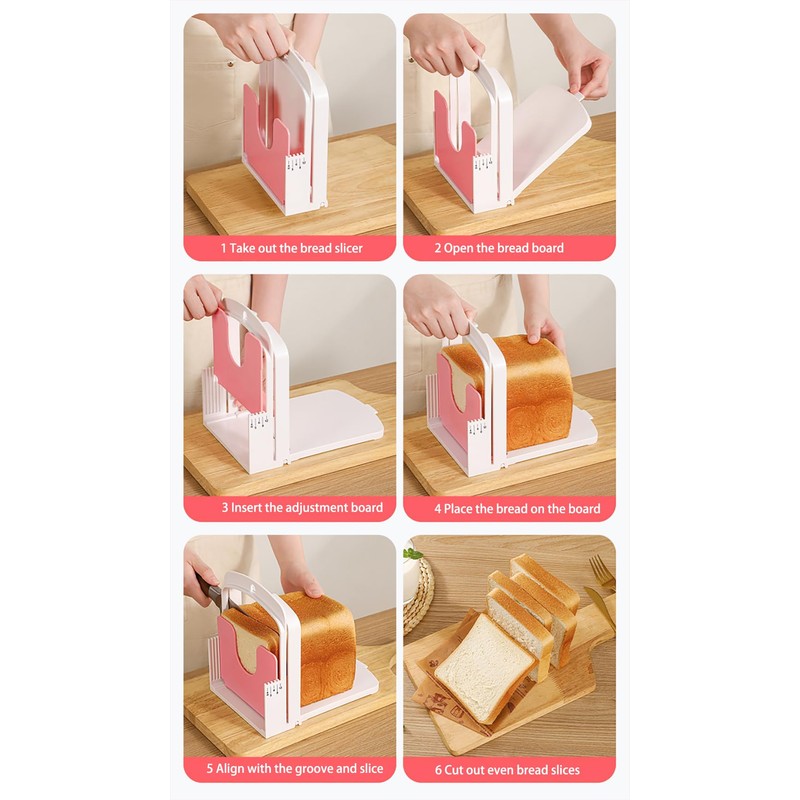Bread Slicer for Homemade Bread, Bread Slicing Guide Adjustable Width,