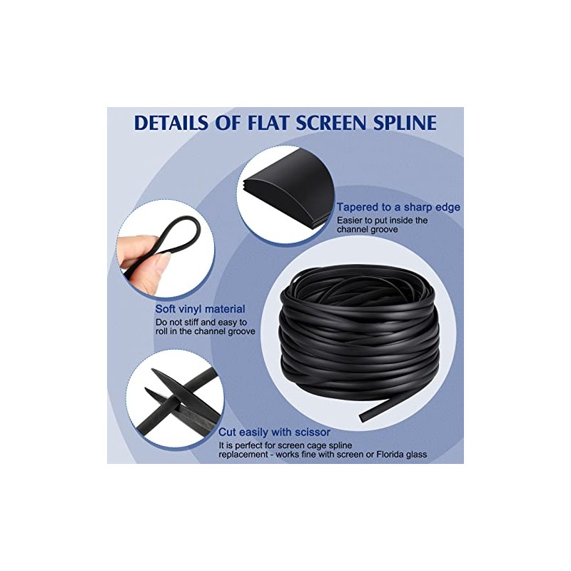 Flat Screen Spline 0.315 Width Vinyl Screen Spline Flat Bottom