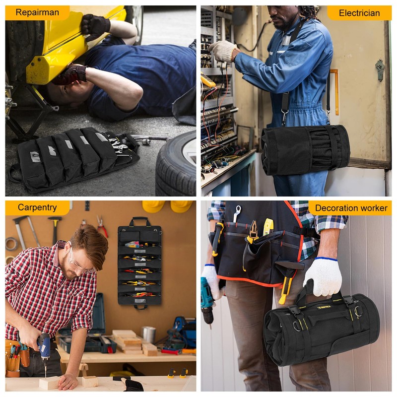 Tool Bag,Large Roll Up Tool Bag Organizer,13 Pockets Tool Roll