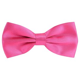 FATASH Men's Silk Satin Pre-Tied Bow Tie | Adjustable Two-Layer Classic Dickie | Solid Color Elastic Neck Bowtie for Fancy Dress Costume, Wedding, Formal Party, Prom | Boys Suit Accessories Hot Pink