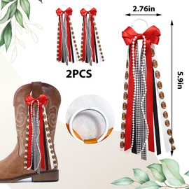 Ftuuo Red Ribbon Bow Martin Boot Bows, Black White Football Boot Bows Glitter Pearl Lace Holiday Birthday School Accessory Decor