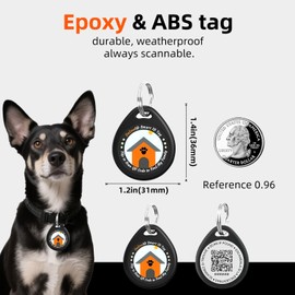 QRtagLab Smart QR Code Pet ID Tag, Waterproof Digital Profile Tag with Instant Alerts, No Subscription Required, 4 Colors Available
