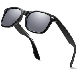 aisswzber Retro Rewind Classic Polarized Sunglasses for Men Women Driving Sun glasses Shades 80's Square Frame, Silver, Silver