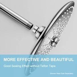 OFFO Shower Arm with Flange, 16 in Ceiling Mount Replacement Rain Shower Head Straight Arm Ceiling-Mounted For Fixed Shower Head & High Pressure Rain, Chrome