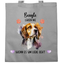 Geschenk mit Namen personalisiert by Shirtracer - Cotton Bag - Dogs - Beagle - Gift Dog Owners, 1 Light Grey, Unit size