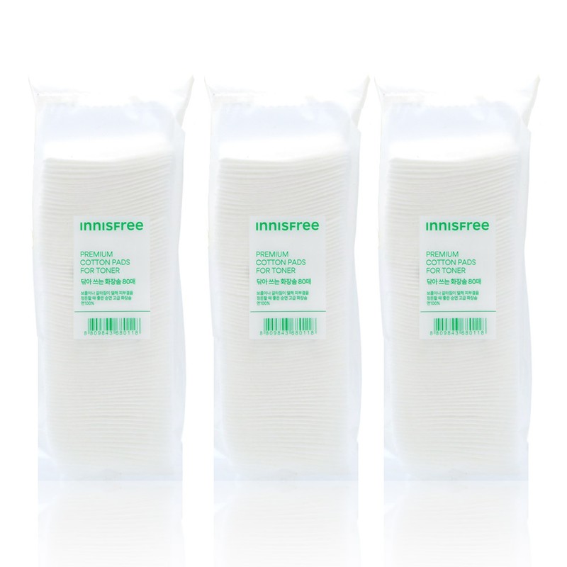 Innisfree 80 cotton pads, 5 packs / 이니스프리 닦아 쓰는
