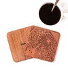 Edinburgh Map Coaster, Set Of 4, Sapele Wooden Coaster With