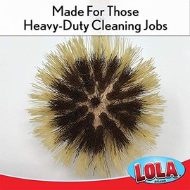 Lola Products The Original Pot and Pan Brush | Brass Wire & Tampico Bristles | Made from Eco-Friendly Birch Wood | Washable | Long Lasting and Reusable | Easy Head Replacement