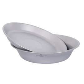 Boundless Voyage Titanium Dish Plate Bowl Set with Carry Bag Outdoor Camping Pan Dinner Set Mess Kit for Food Fruit Sauce Ti1113T