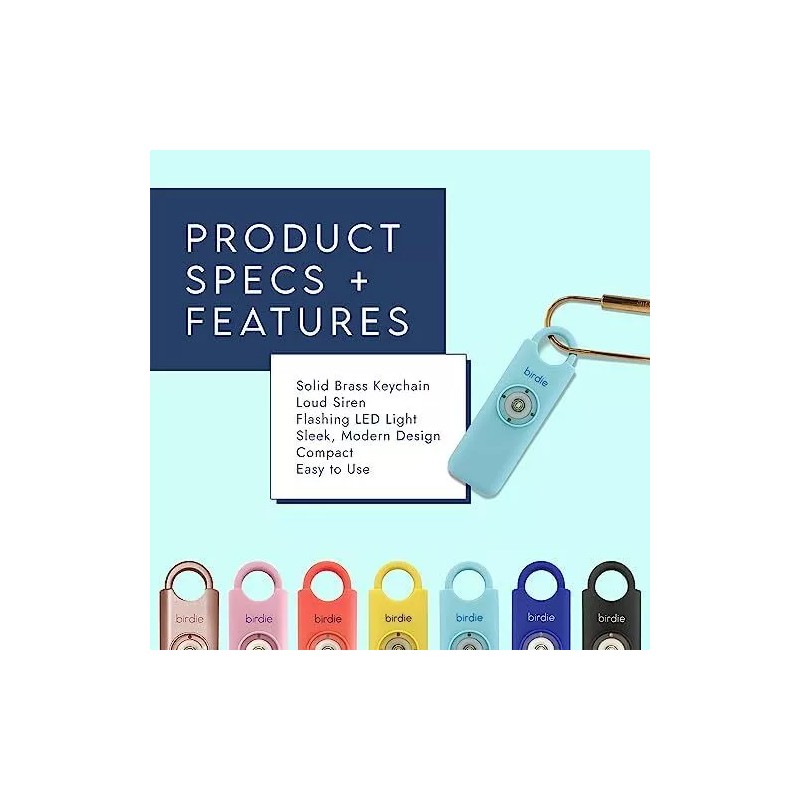 As shown EmpowerHer Personal Safety Alarm with Loud Siren and